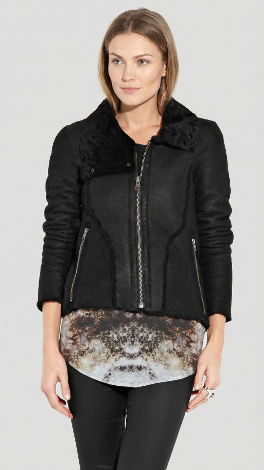 ALASKA by Vorteleather — Women’s Shearling Biker Jacket