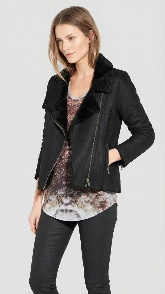 ALASKA by Vorteleather — Women’s Shearling Biker Jacket