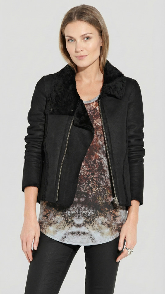 ALASKA by Vorteleather — Women’s Shearling Biker Jacket