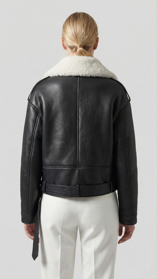 JUDY by Vorteleather — Women's Oversized Shearling Aviator Jacket