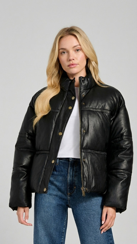 MARILYN by Vorteleather — Women's Leather Puffer Jacket