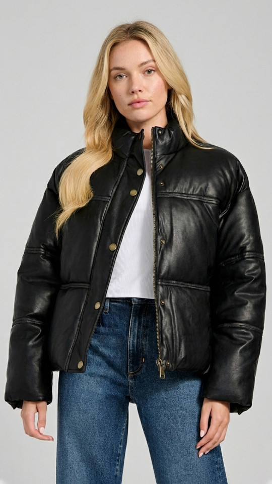 MARILYN by Vorteleather — Women's Leather Puffer Jacket