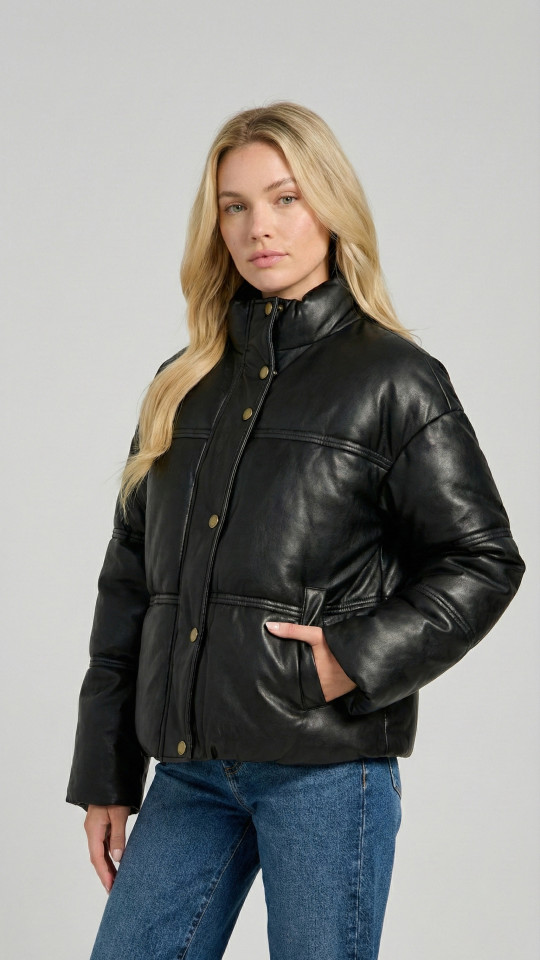 MARILYN by Vorteleather — Women's Leather Puffer Jacket