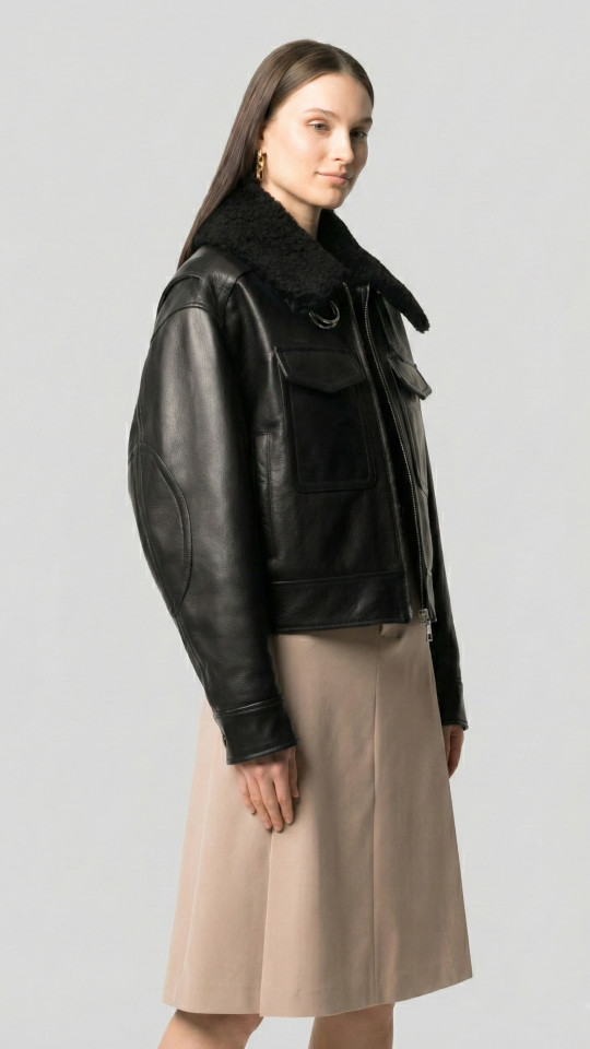 WALKIRIA by Vorteleather — Women's Leather Aviator Jacket